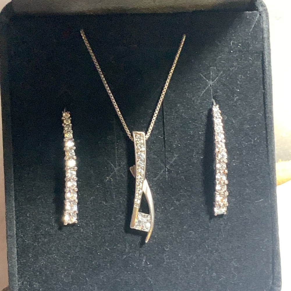 Vintage Beautiful JCM  JACMEL  925 CZ  Necklace and Earring Set